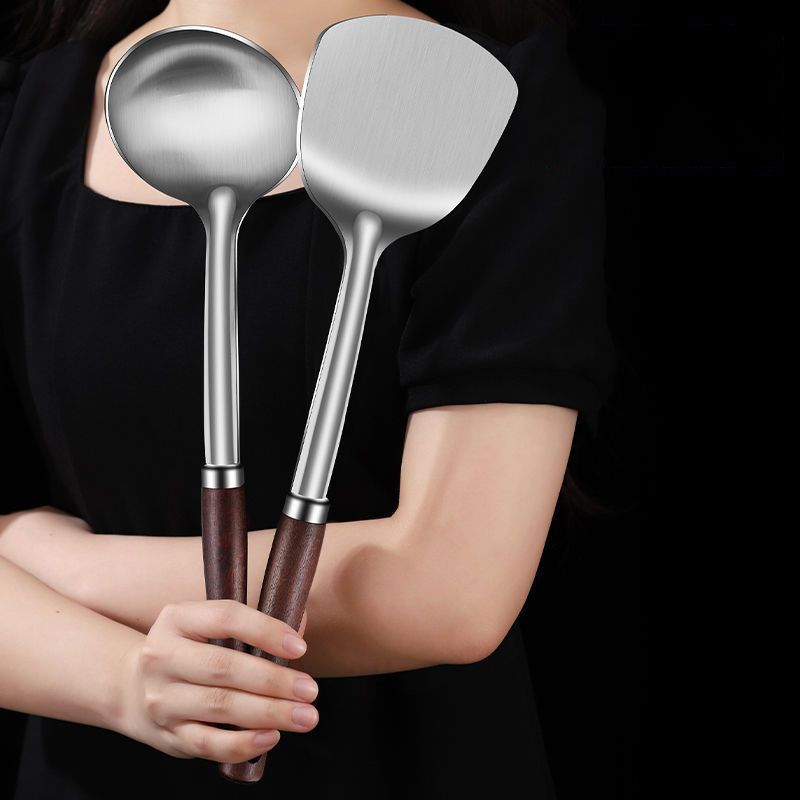 4PCS Kitchen Stainless Steel Cooking Utensils Set stir-fry spatula frying soup porridge spoon leakage spoon kitchenware
