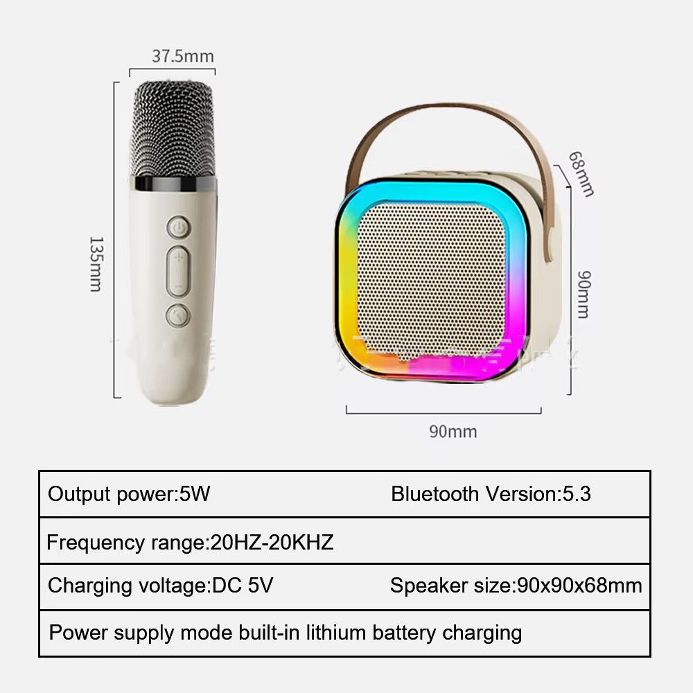 3in1 【Mini Size】 Wireless Microphones Bluetooth Speaker  Portable Small Home Outdoor Bluetooth Speaker Wireless Subwoofer