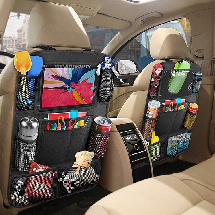 57*42cm Multi-Pocket Bottle Bag Storage Car back seat organizer Car Seat Back Hanging Bag Car Document Holder  Transparent bag can hold ipad Household storage bag