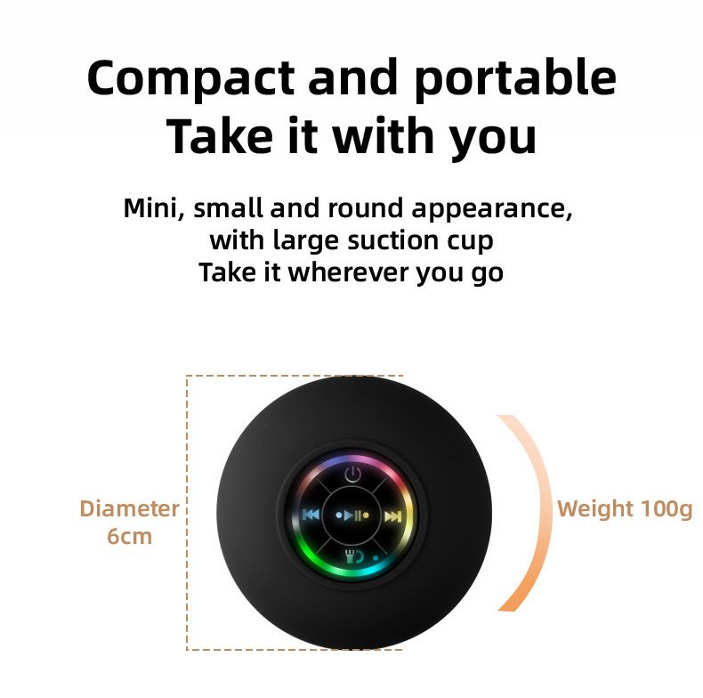 Waterproof Bluetooth Speakers Mini Speaker Portable Subwoofer Outdoor Small Speaker Suction cups can be attached to bathroom walls