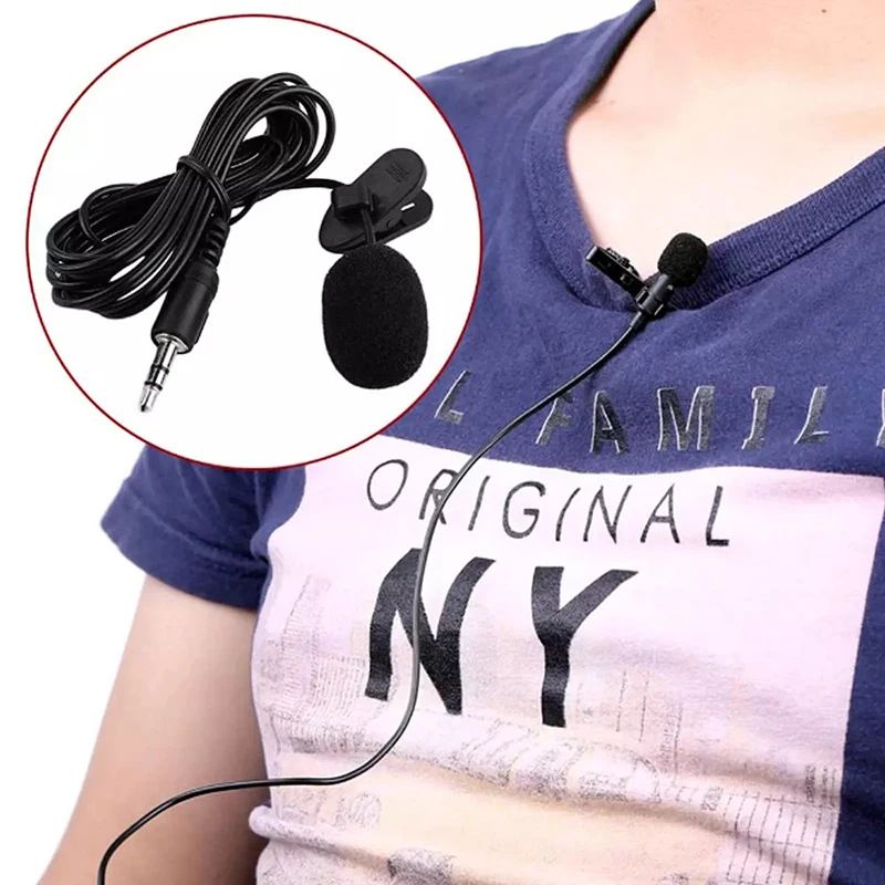 Portable Lapel Microphone Clip-on 3.5MM150CM Cable Mini external practical speech amplifier for earphones speaker