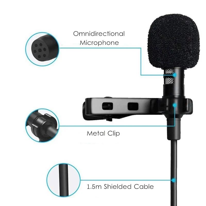 Portable Lapel Microphone Clip-on 3.5MM150CM Cable Mini external practical speech amplifier for earphones speaker