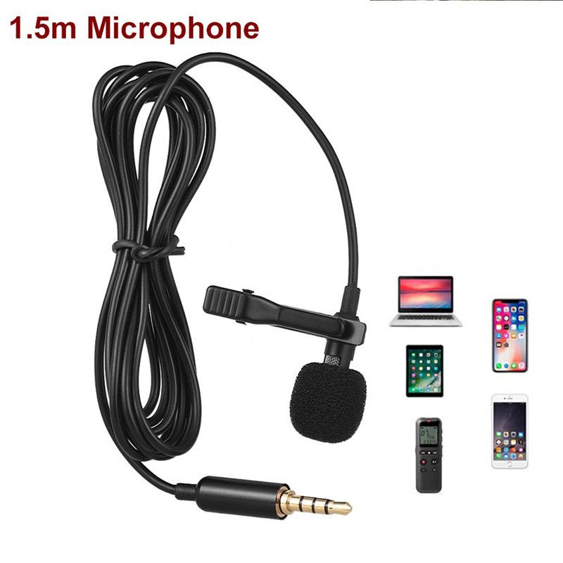 Portable Lapel Microphone Clip-on 3.5MM150CM Cable Mini external practical speech amplifier for earphones speaker