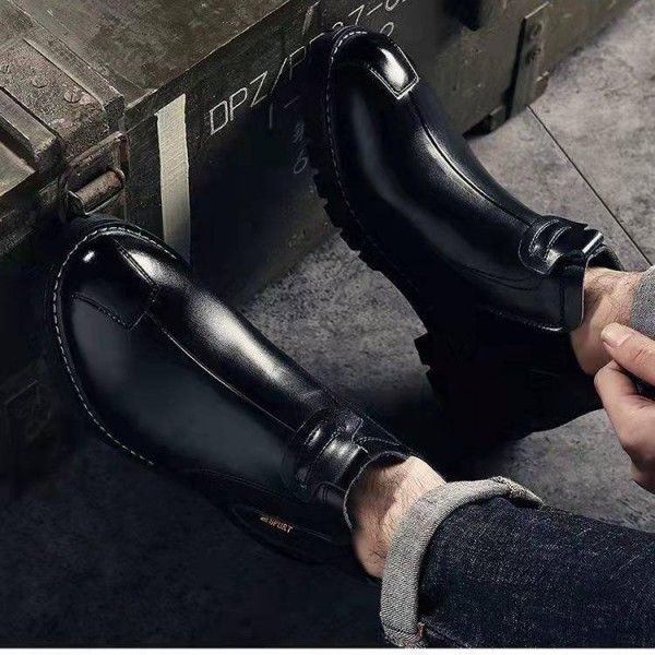 Men's Fashion British Fashion Retro Cargo Casual Leather Boots  Oxfords