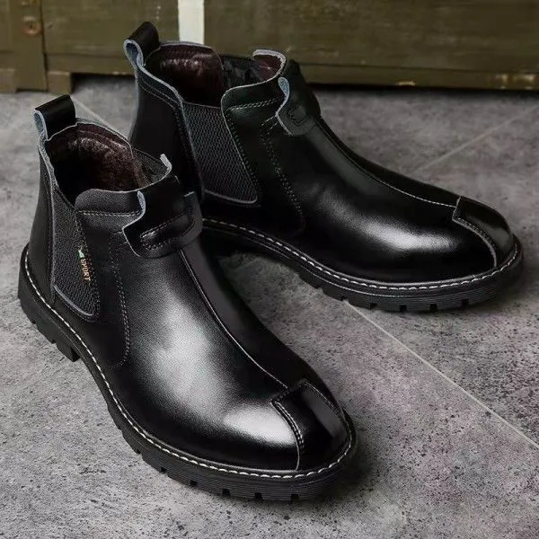Men's Fashion British Fashion Retro Cargo Casual Leather Boots  Oxfords
