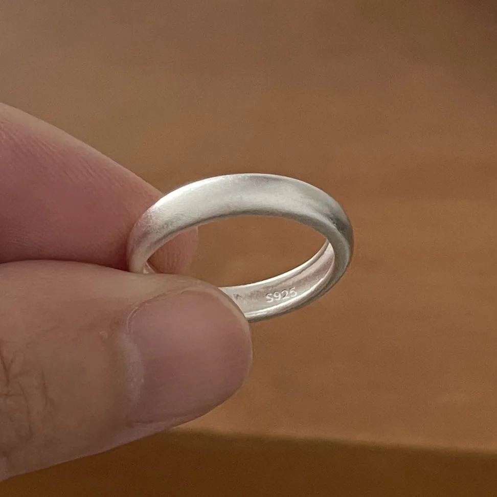 Sterling Silver Rings for Women Couple Minimalist Handmade Simple Oval Shape Ring Party Jewelry Gift Prevent Allergy