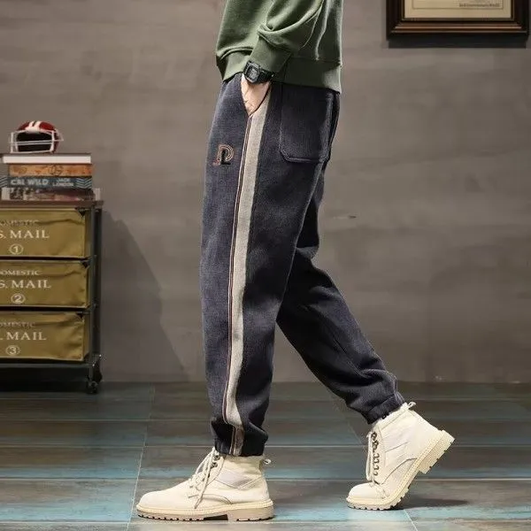 Men's Corduroy Sports Corduroy Sweatpants Warm Casual Long Pants Casual