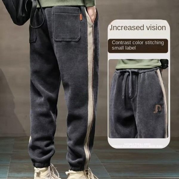 Men's Corduroy Sports Corduroy Sweatpants Warm Casual Long Pants Casual