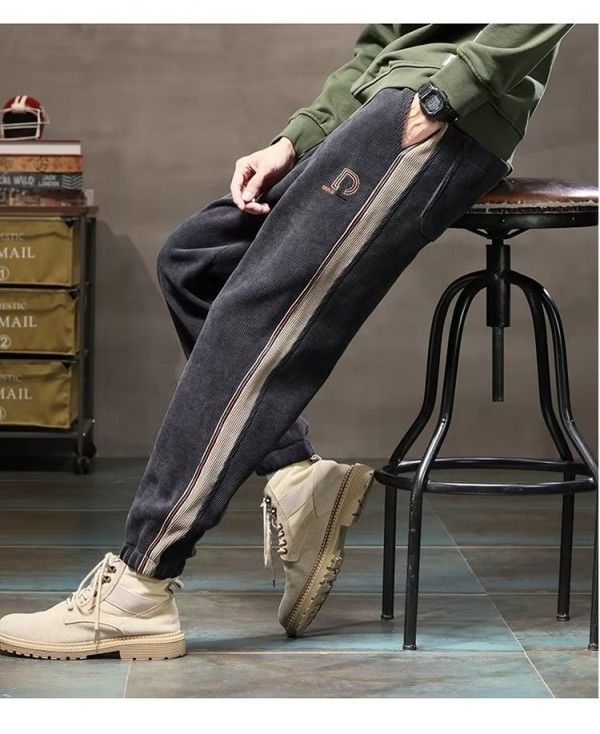Men's Corduroy Sports Corduroy Sweatpants Warm Casual Long Pants Casual
