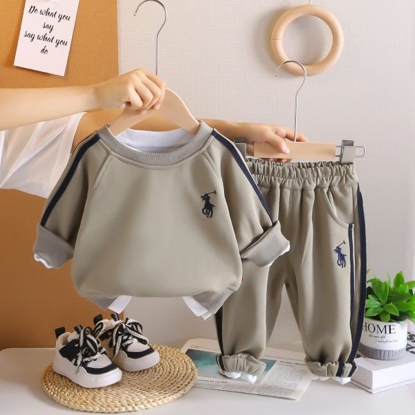 A Two-Piece Set Of Children's Sports Sweatpants And Embroidered Sweatshirts For Boys