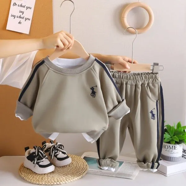 A Two-Piece Set Of Children's Sports Sweatpants And Embroidered Sweatshirts For Boys