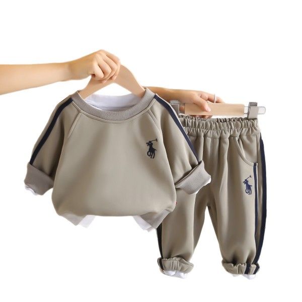 A Two-Piece Set Of Children's Sports Sweatpants And Embroidered Sweatshirts For Boys