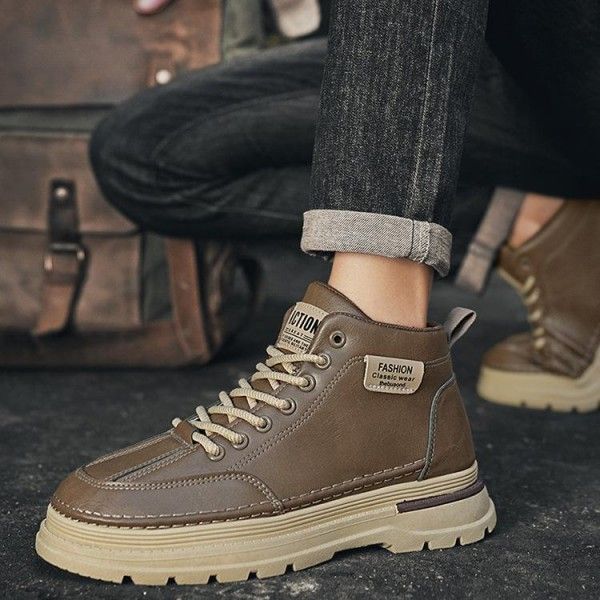 Men's High-Top Non-Slip And Wear Resistant  Leather Workwear Sports Martens  Ankle & Bootie
