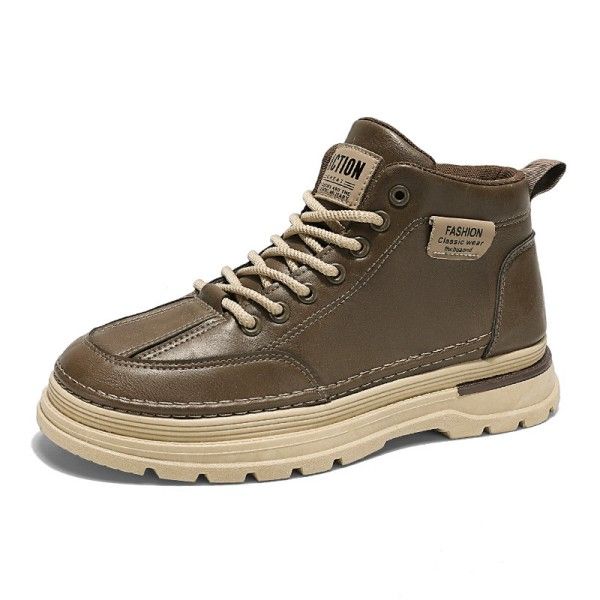 Men's High-Top Non-Slip And Wear Resistant  Leather Workwear Sports Martens  Ankle & Bootie