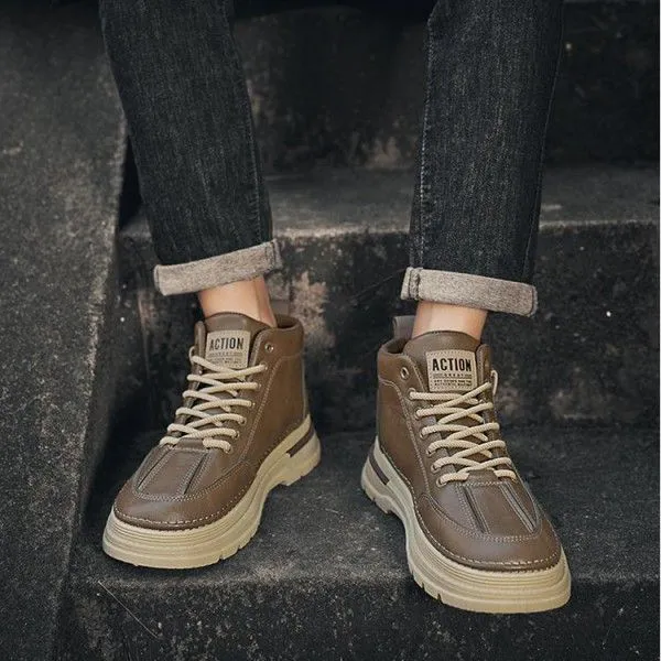 Men's High-Top Non-Slip And Wear Resistant  Leather Workwear Sports Martens  Ankle & Bootie