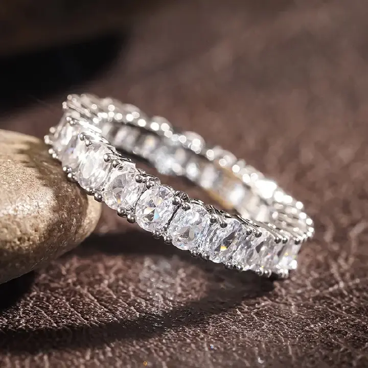 Full Oval Cubic Zirconia Wedding Rings for Women Versatile Design Minimalist Gift Classics Silver Color Statement Jewelry