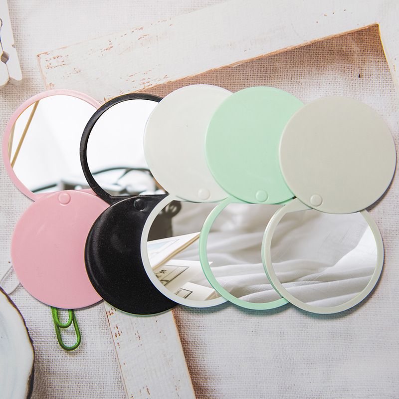 Round makeup mirror, slide cover, folding mirror, desktop mirror, touch-up mirror, plastic beauty mirror, small round mirror, portable