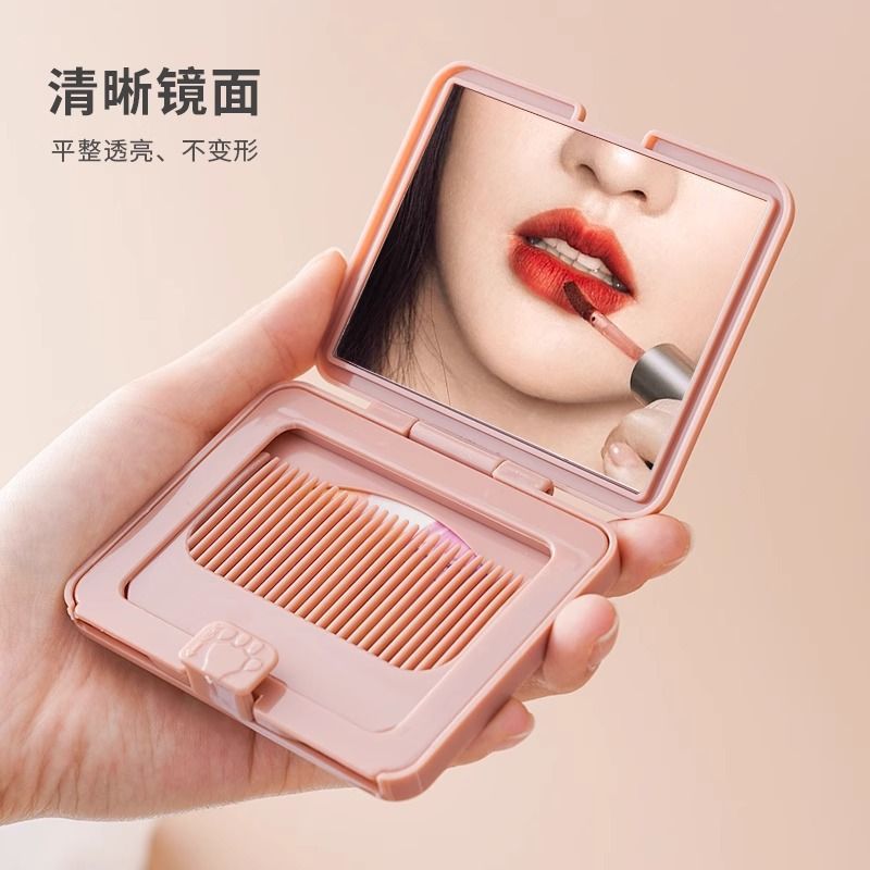 Portable Mirror, Portable Comb Mirror, 2-in-1 Square Folding Mini Pocket Mirror, Touch-up Beauty Makeup, Princess Mirror