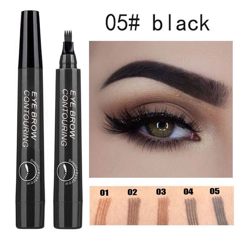 4 Tip Microblading Tattoo Eyebrow Pencil Brow Tattoo Pen Paint Makeup Eyebrows Waterproof Gray Brown