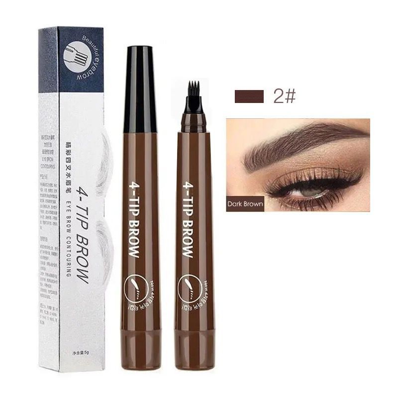 4 Tip Microblading Tattoo Eyebrow Pencil Brow Tattoo Pen Paint Makeup Eyebrows Waterproof Gray Brown