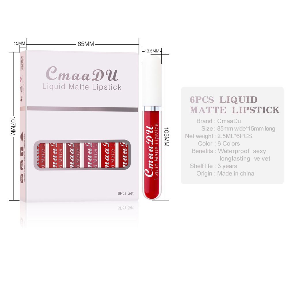 6PCS/Set Lipsticks Matte Lip Gloss Sets Makeup Lasting Velvet Liquid Lipstick Set Cosmetic view 5