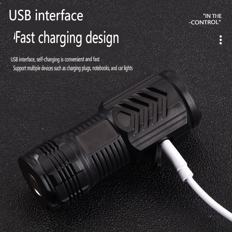 The explosive three-eye strong magnetic rechargeable flashlight is portable, ultra-bright and strong light small flashlight, multi-function mini LED work light