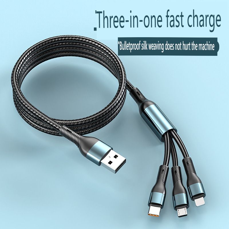 120W USB Data Cables Fast Charging Data Line For Apple Android Phone Three In One Charging Cable