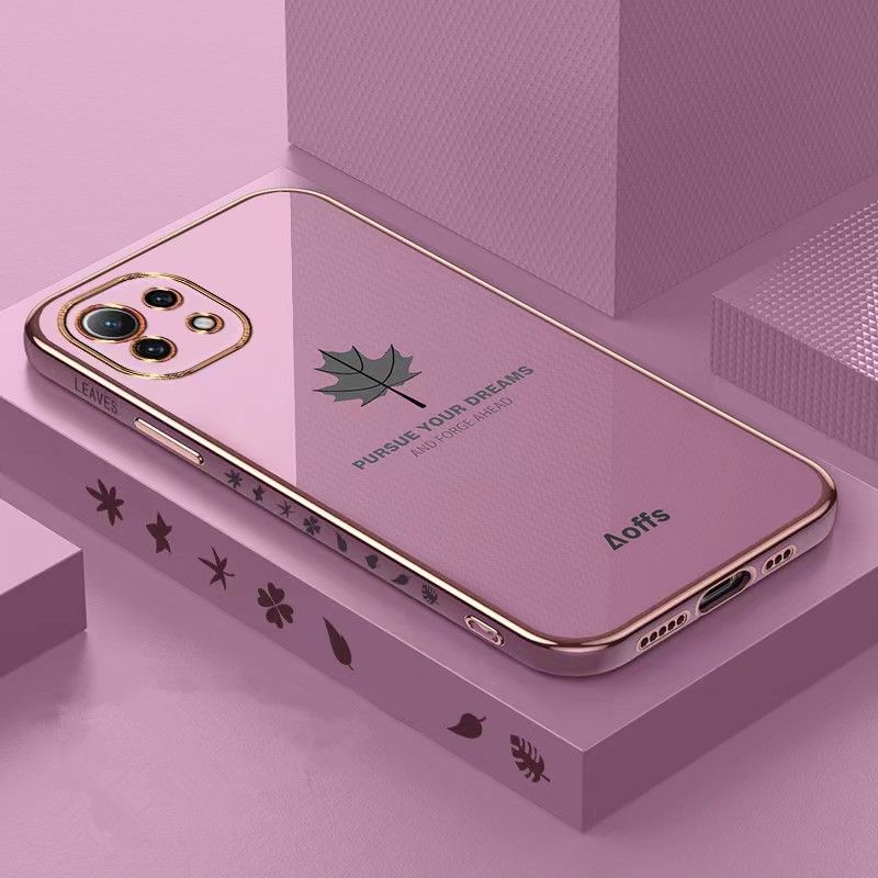 Phone Case For Samsung Galaxy S10 A32 A52 A72 A21s A20s A10s A11 A12 A13 A23 A30 A31 A50 A70 A71 A51 A22 A03 A03s A03CORE A33 A53 A73 Electroplating Maple Leaf