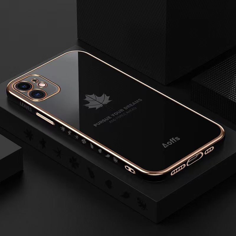 Phone Case For Samsung Galaxy S10 A32 A52 A72 A21s A20s A10s A11 A12 A13 A23 A30 A31 A50 A70 A71 A51 A22 A03 A03s A03CORE A33 A53 A73 Electroplating Maple Leaf