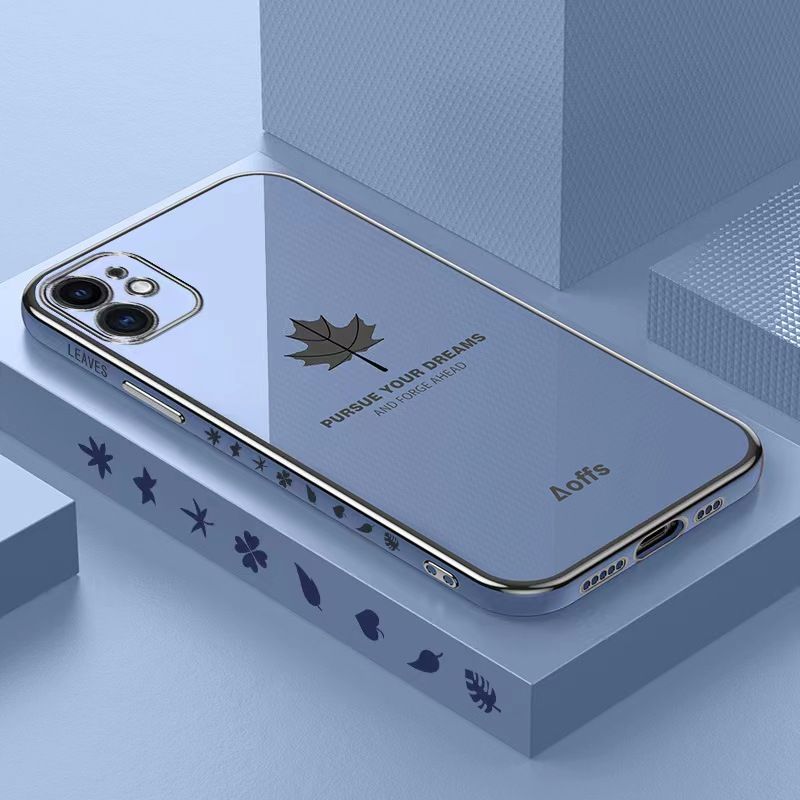Phone Case For Samsung Galaxy S10 A32 A52 A72 A21s A20s A10s A11 A12 A13 A23 A30 A31 A50 A70 A71 A51 A22 A03 A03s A03CORE A33 A53 A73 Electroplating Maple Leaf