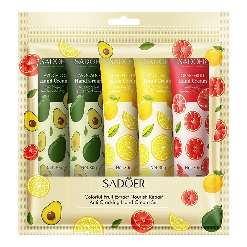5 PCS/Set Fruit Moisturizing Hand Cream Nourish Hand Care Hand Lotion Moisturize Stratum Corneum  Hands Hydration Moisturizing Skin Care Creams for Dry Cracked Hands