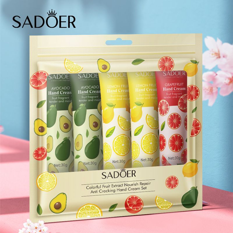 5 PCS/Set Fruit Moisturizing Hand Cream Nourish Hand Care Hand Lotion Moisturize Stratum Corneum  Hands Hydration Moisturizing Skin Care Creams for Dry Cracked Hands