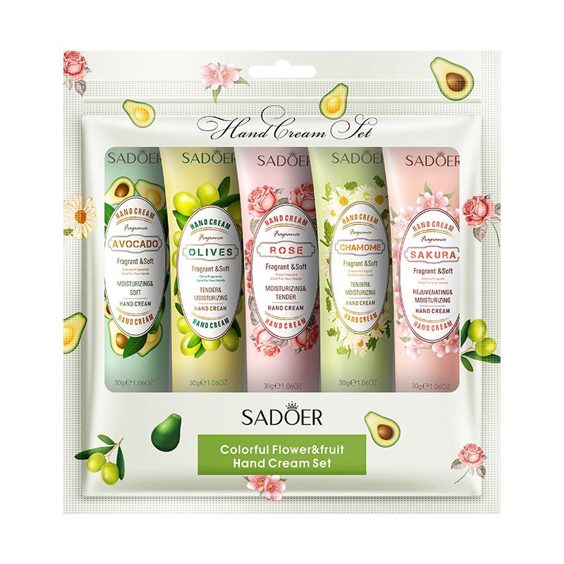 5 PCS/Set Fruit Moisturizing Hand Cream Nourish Hand Care Hand Lotion Moisturize Stratum Corneum  Hands Hydration Moisturizing Skin Care Creams for Dry Cracked Hands
