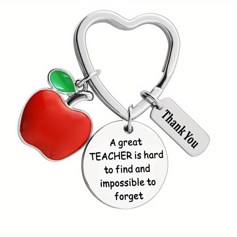Apple May You Be Stainless Steel Engraved Keychain, Thanksgiving Inspirational Teacher's Day Gift Keychain Pendant
