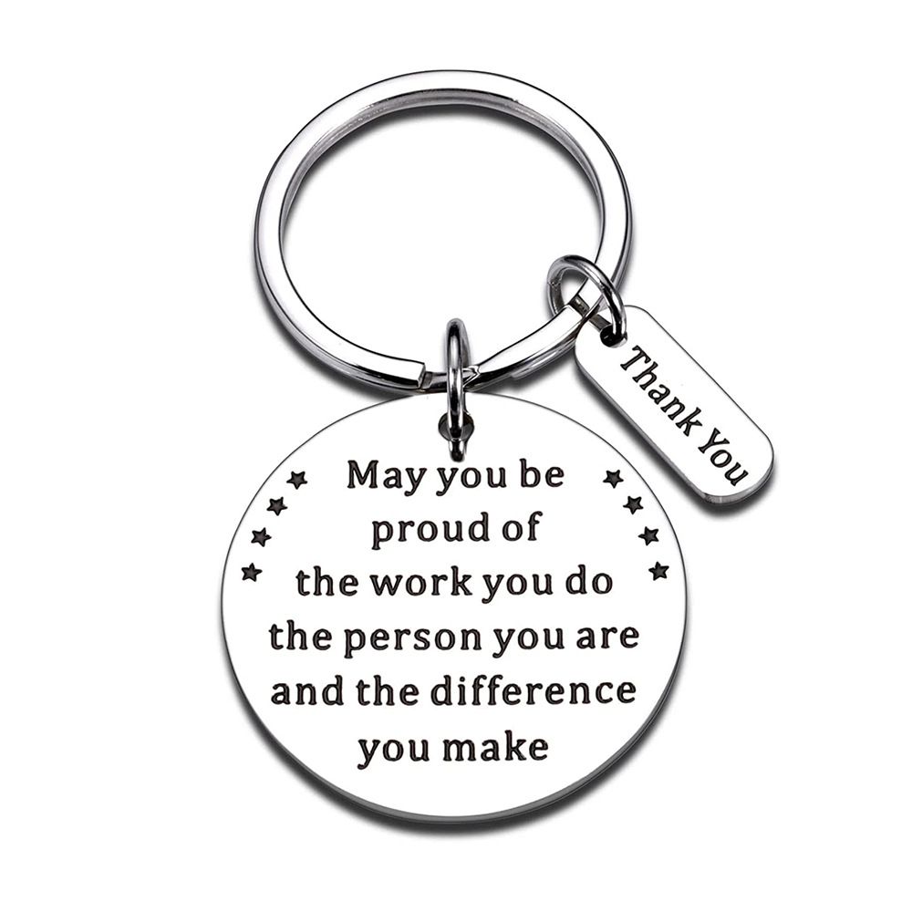 Apple May You Be Stainless Steel Engraved Keychain, Thanksgiving Inspirational Teacher's Day Gift Keychain Pendant