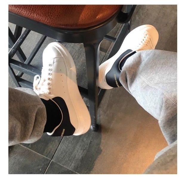 Skateboarding Men's Leather Non-Slip Wear Sports Casual Board Shoes Small White Shoes