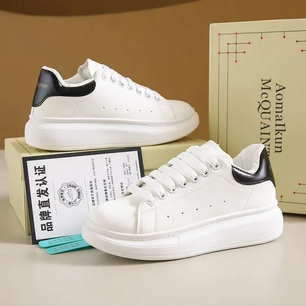 Skateboarding Men's Leather Non-Slip Wear Sports Casual Board Shoes Small White Shoes