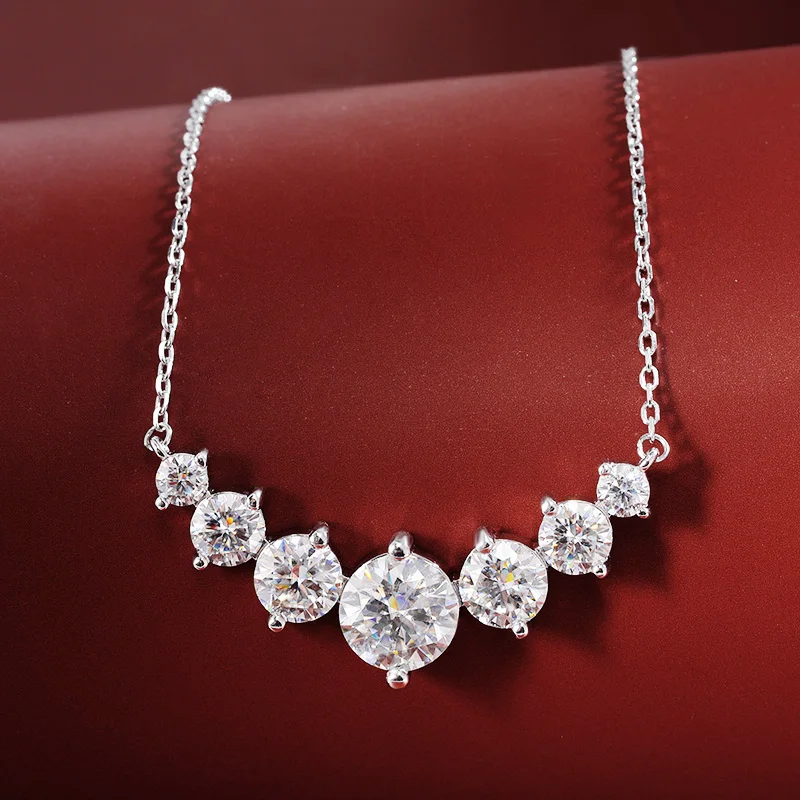 100% 925 Sterling Silver 1.7 Carat Moissanite Diamond Pendant Necklace For Women Luxury Wedding Party Fine Jewelry Gifts