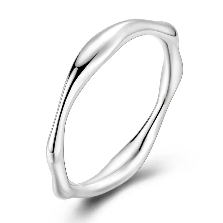 Silver Ring For Woman Size Minimalist Fine Ring Fit Lady Plain Design Wedding Jewelry