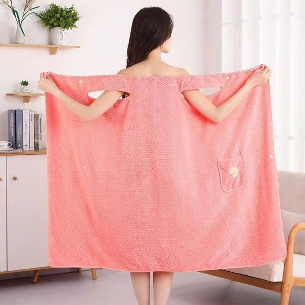 Ladies Pineapple Check Wearable Bathrobe Dress Home Textiles Bathroom Sauna Towel