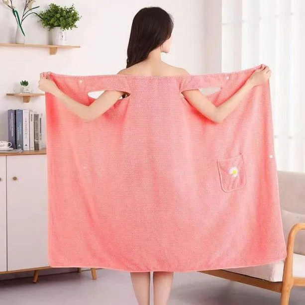 Ladies Pineapple Check Wearable Bathrobe Dress Home Textiles Bathroom Sauna Towel