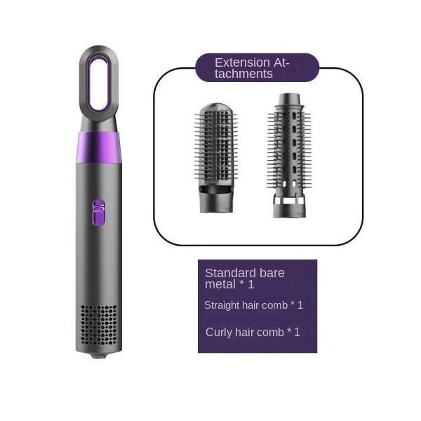 Three-In-One Hot Air Comb Multi-Functional Home Automatic Suction Straightening Hair Dryer Without Leaves Hot-Air Brushes Gray