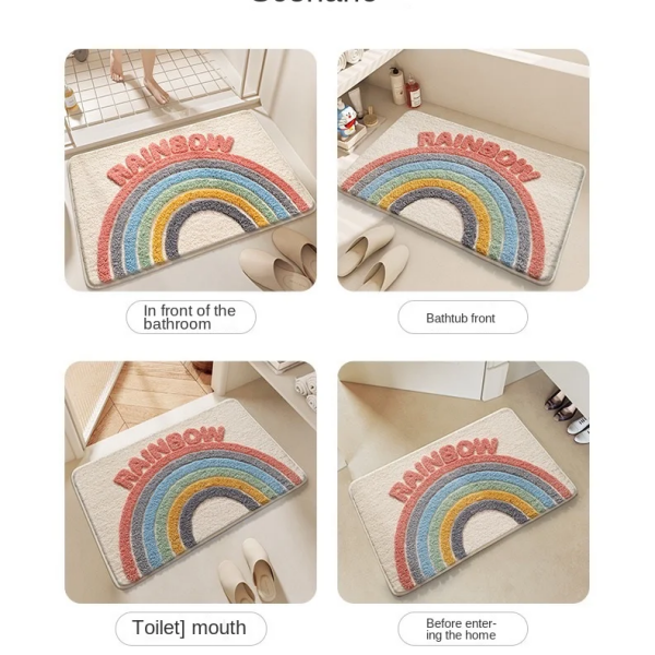 Toilet Non-Slip Bathroom Absorbent Mat Entry Door Thickened Imitation Cashmere Bedroom Carpet  Bath Rugs