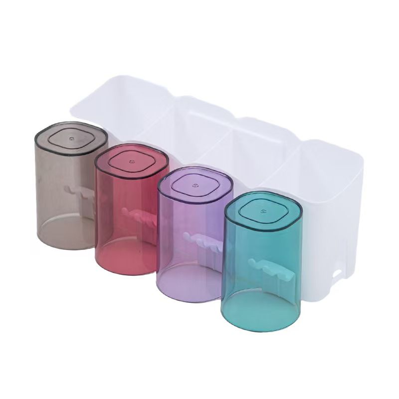 Toothbrush Rack Mouthwash Cup Bathroom Perforation-Free Wall Hanging Storage Rack