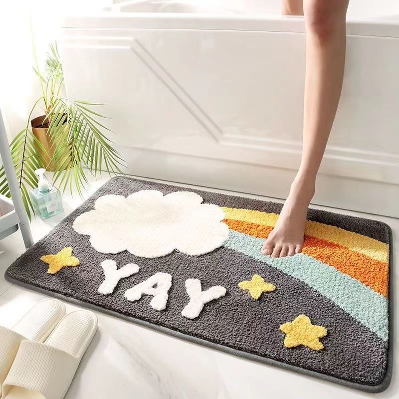Toilet Non-Slip Bathroom Absorbent Mat Entry Door Thickened Imitation Cashmere Bedroom Carpet  Bath Rugs