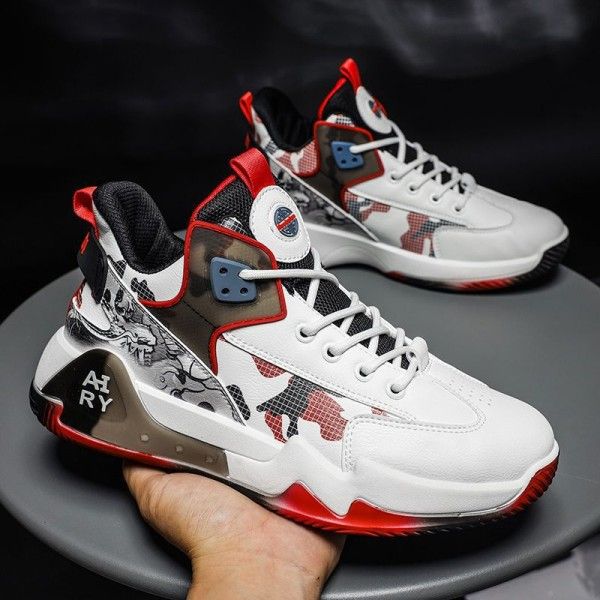 Men's Anti-Slip Wear-Resistant High-Top Color Match Breathable Basketball Sneakers  Running