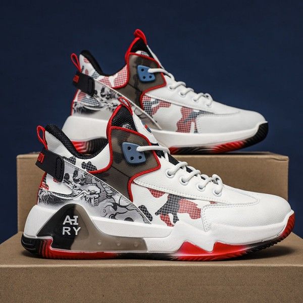 Men's Anti-Slip Wear-Resistant High-Top Color Match Breathable Basketball Sneakers  Running