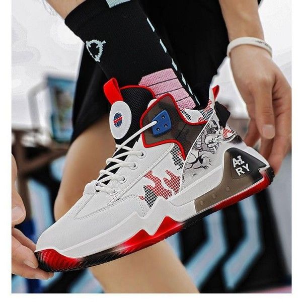 Men's Anti-Slip Wear-Resistant High-Top Color Match Breathable Basketball Sneakers  Running