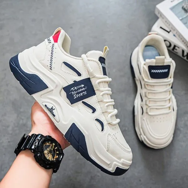 Men's Breathable Small White Shoes Thick Soled Sports Casual Board Shoes Skateboarding