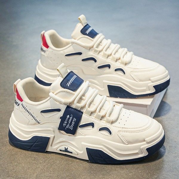Men's Breathable Small White Shoes Thick Soled Sports Casual Board Shoes Skateboarding
